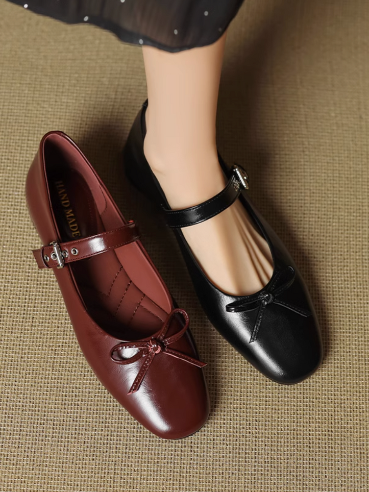 Calf leather ribbon mary janes 8