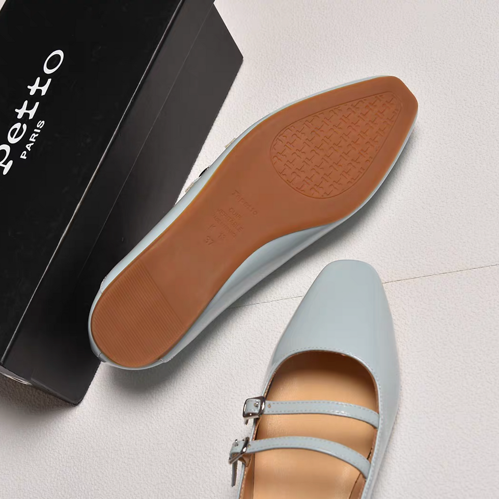 Thumbnail: Repetto Paris made in France oil waxed sheep skin double straps Mary Janes