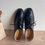 Thumbnail: Black calf leather heel lacing shoes