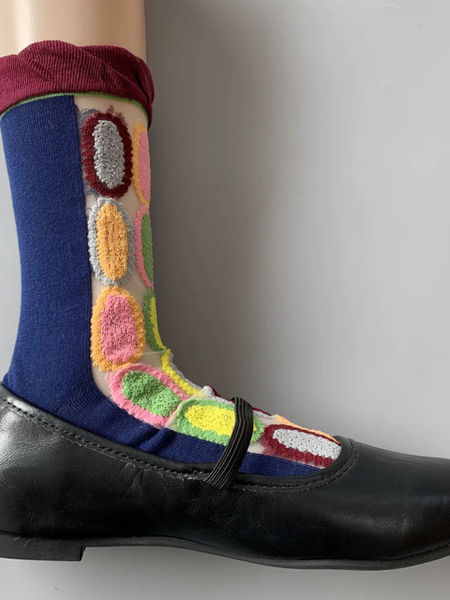 Japan Mina Perhonena artistic partial sheer patterned socks
