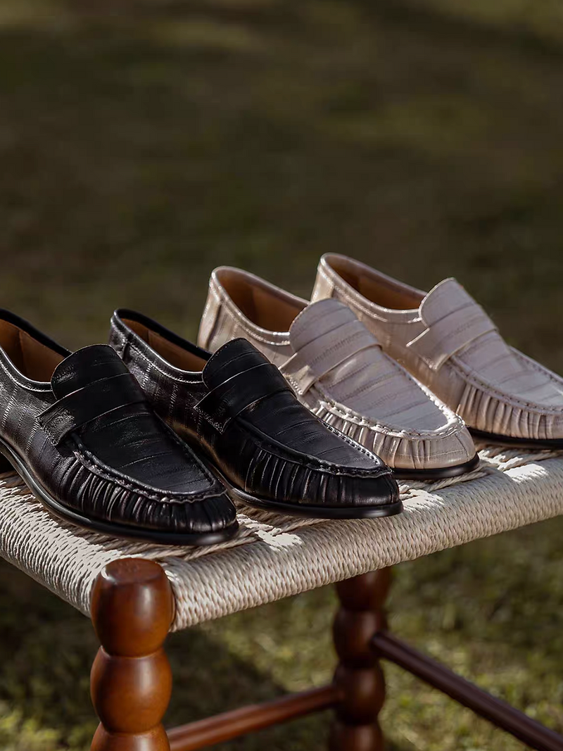 Made in Italy embossed Italian calf leather penny saver loafers 3