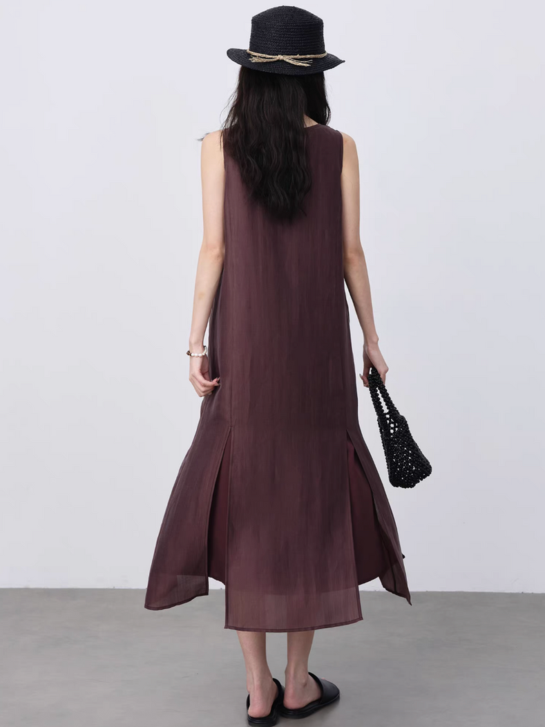 Bordeaux tancel side slit sleeveless dress 5