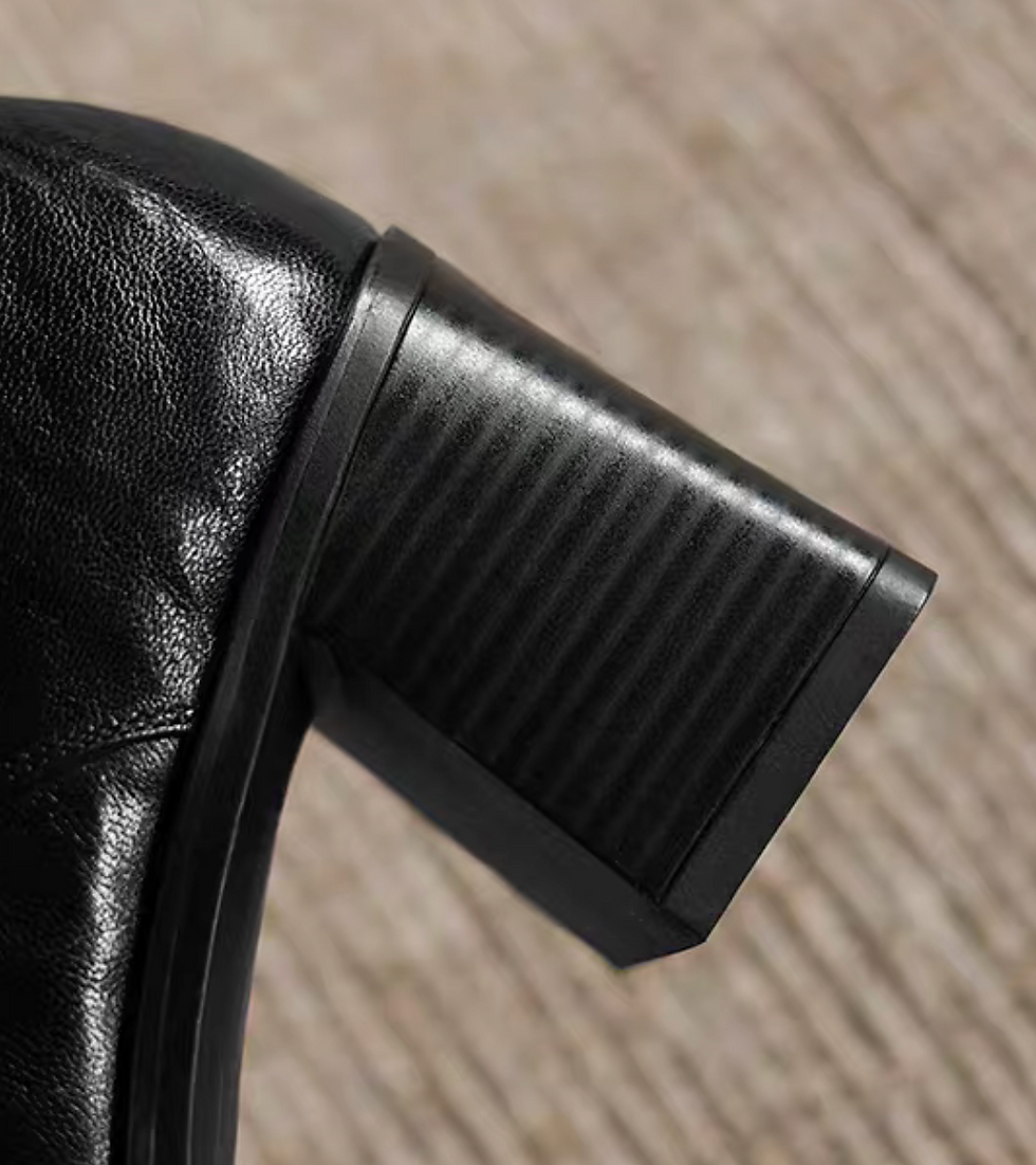 Thumbnail: Square toe embossed lambskin chunky heel lacing shoes