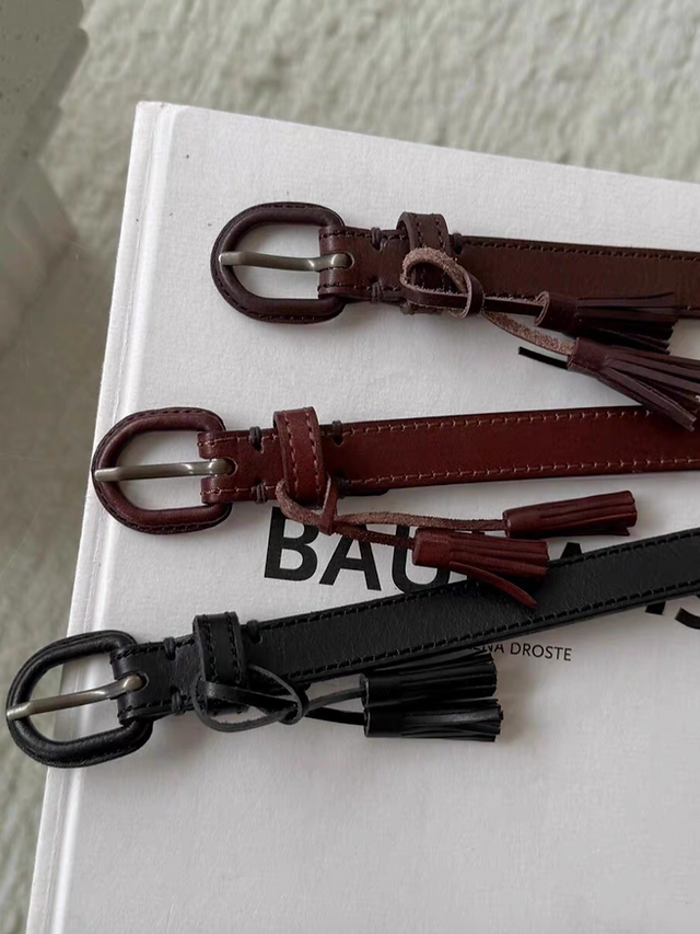 Handmade tassels calf leather belt 5