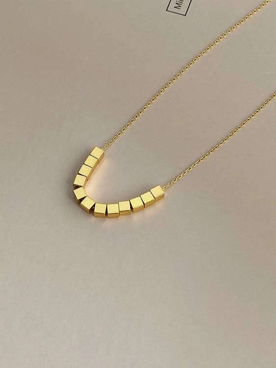 Copper cubes golden necklace  2