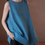 Thumbnail: Lake blue back buttoned strap linen vest