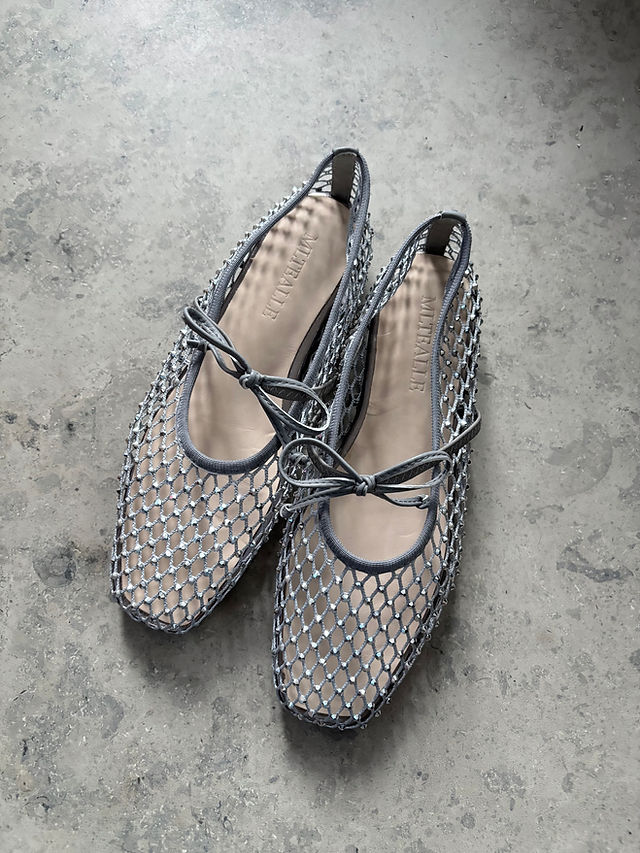 Mesh embellished lambskin ballerinas 2