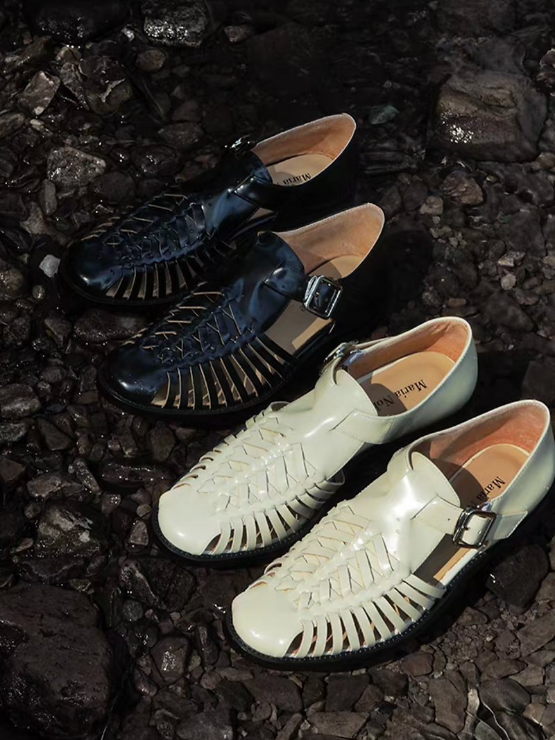 Made in Spain Italian calf leather weaved sandals 5