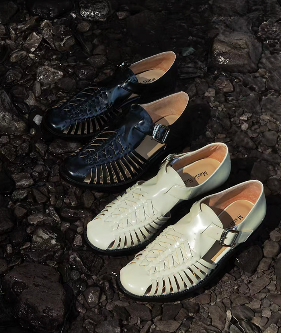 Thumbnail: Made in Spain Italian calf leather weaved sandals