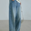 Thumbnail: Floral paint denim high waisted acid washed pants