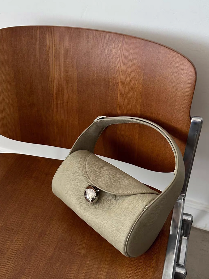 Grain calf leather metal ball bag charm handle + shoulder bag 12