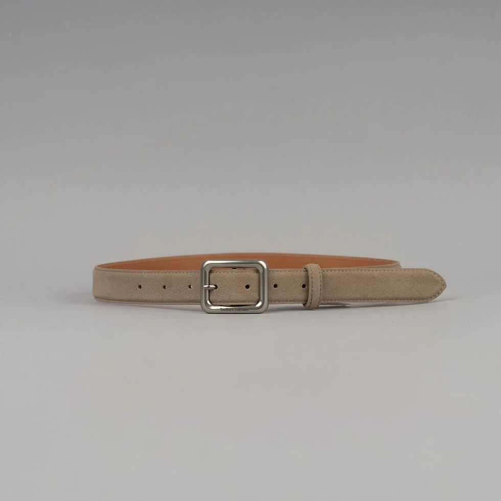 Thumbnail: Handmade calf leather rectangular buckle belt