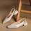 Thumbnail: Sling back diagonal weaved calf leather pointy low heels