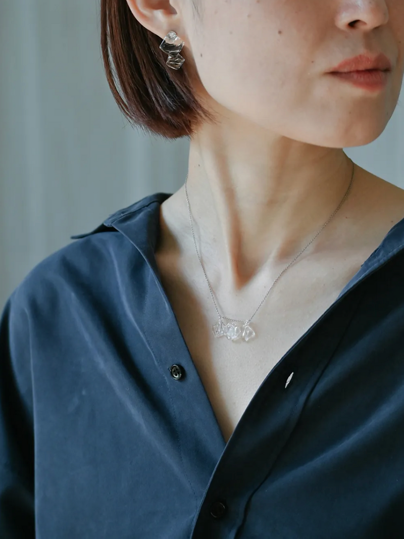 Handmade Hario Usrai glass Thin Ice On Surface necklace 6