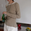 Thumbnail: Color blocking khaki ivory crochet connected 2 pieces like cotton top