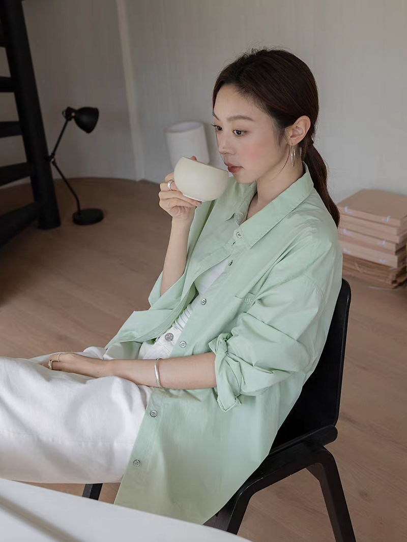 Cotton mid length embroidered shirt 6