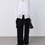 Thumbnail: Stitched pockets linen crewneck sheer cardigan / blouse