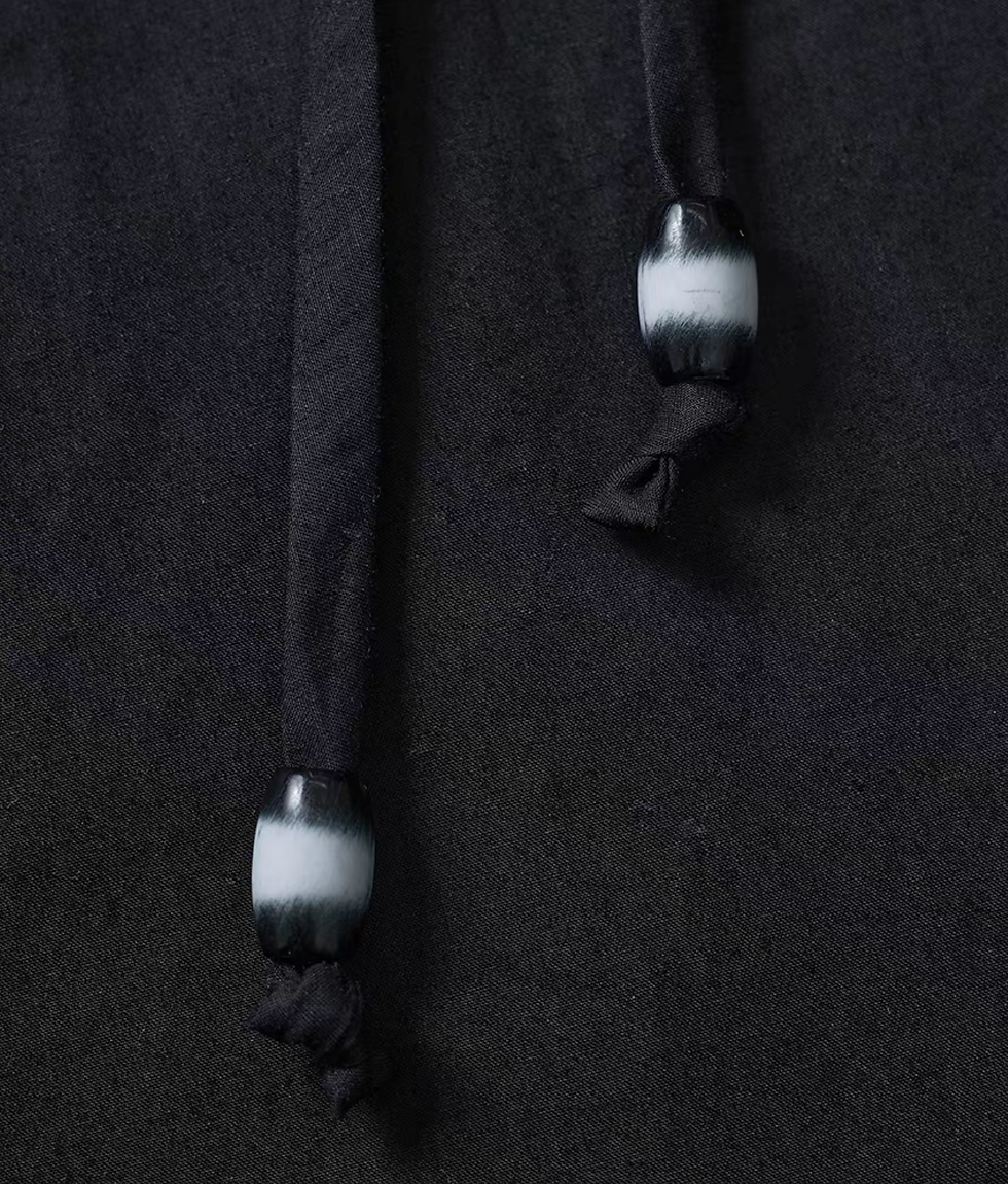 Thumbnail: Lyocell cotton ruffles collar drawstring maxi sleeveless dress