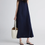 Thumbnail: Crewneck side pleated A line linen sleeveless dress