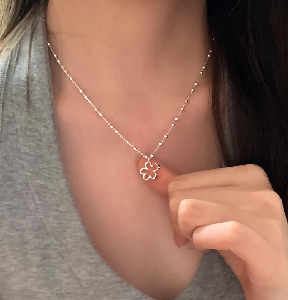 Thumbnail: 925 silver floral engraved beads necklace