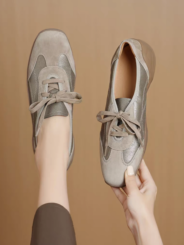 Lambskin suede casual docking lacing shoes 1