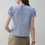 Thumbnail: Two way checker blue cotton collaratte frecnh style blouse