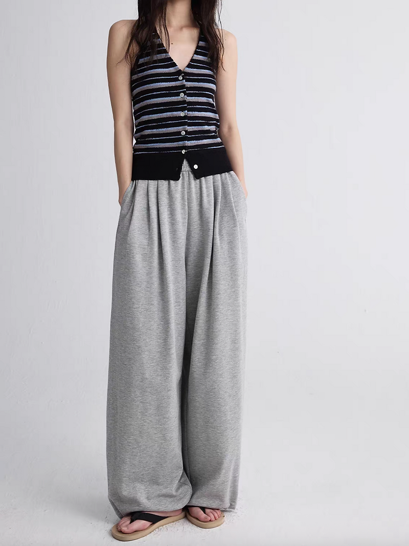 Folded docking black heather grey cotton elasticated pants 3