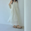 Thumbnail: Floral embossed V neck buttoned sleeveless cotton rayon ivory dress