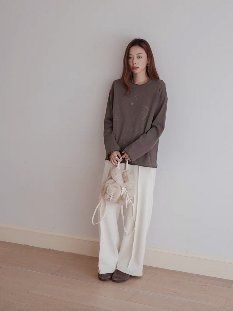 20% Wool tencel poly rayon drawstring elasticated pleated casual pants 9