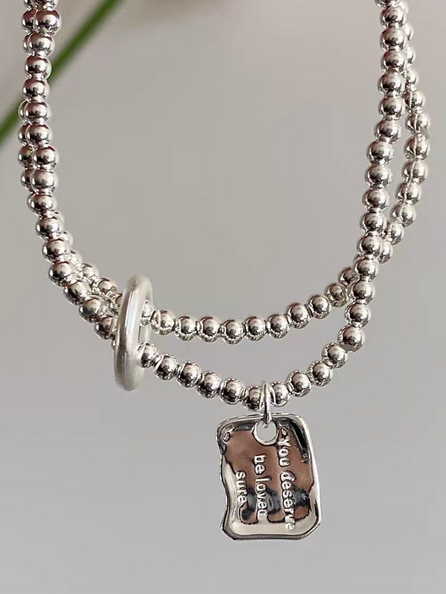 925 Silver engraved plate loop bracelet 8