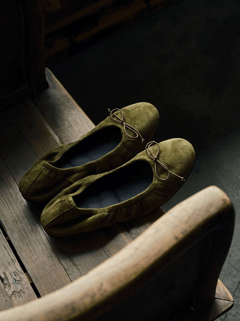 Made in Italy Italian suede sheep skin ribbon elasticated ballerina flat 12