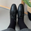 Thumbnail: Black calf leather heel lacing shoes