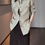 Thumbnail: Mocha brown belted A line front slit wool rayon skirt