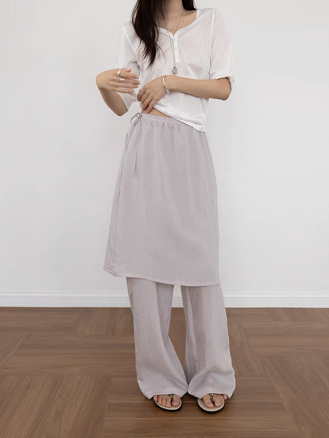 Modal poly cotton drawstring elasticated skirt pants 3
