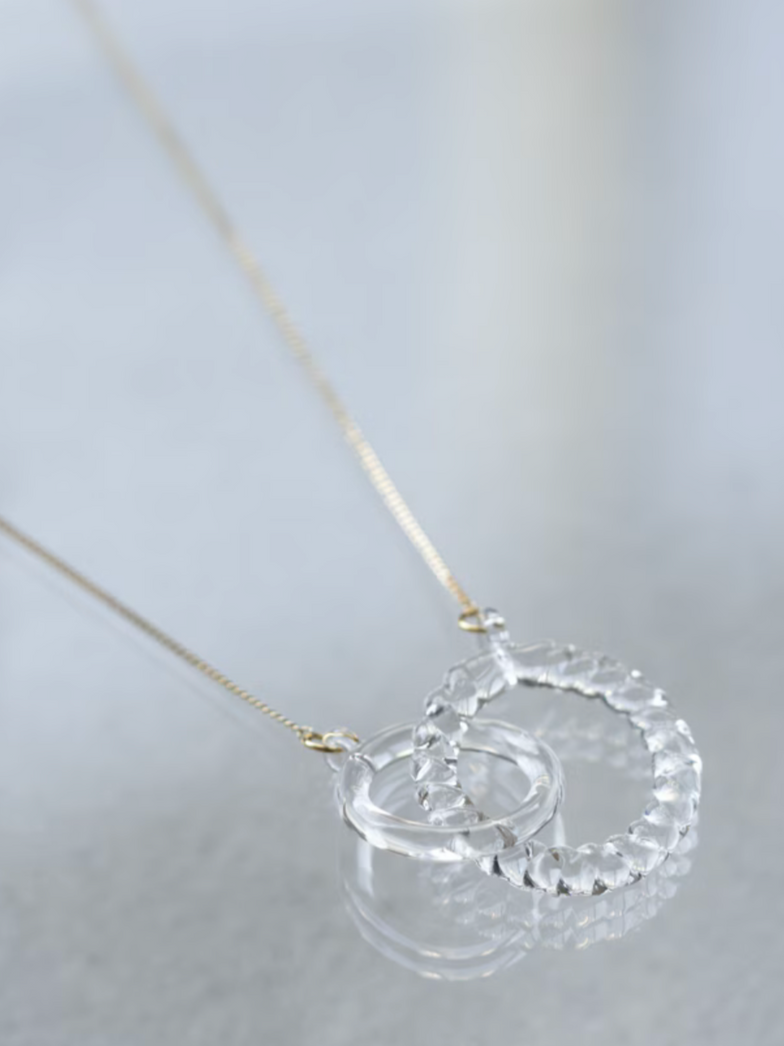 Handmade Hario engraved interloop rings glass necklace 9