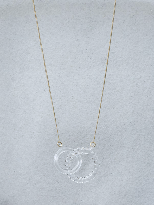 Handmade Hario engraved interloop rings glass necklace 6