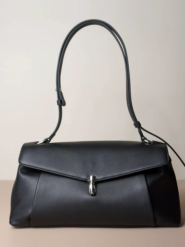 Pleated calf leather silver hardware shoulder + crossbody flap bag 7