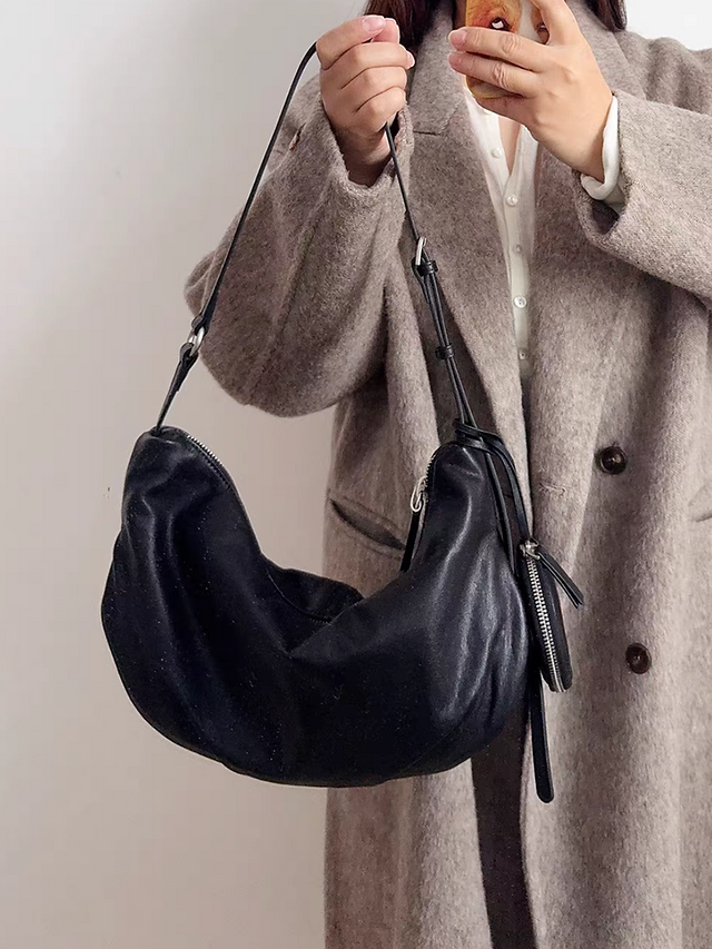 Coin pouch charm calf leather drape dumpling shoulder + crossbody bag 4