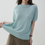 Thumbnail: Pastel blue cotton acrylic knitted shorsleeved top