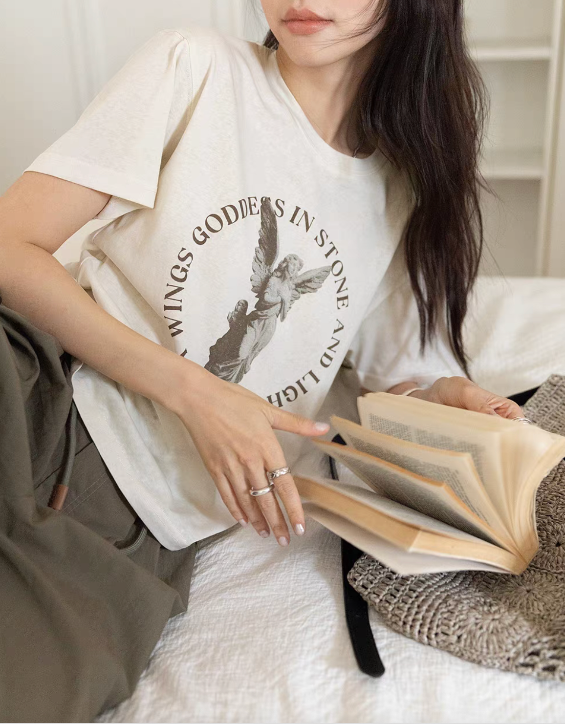 Statue graphic cotton modal crewneck tee