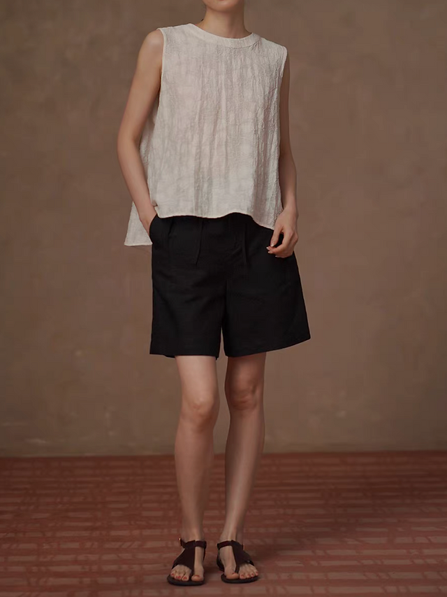 Ivory embossed peplum patterned lyocell poly vest 4