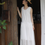 Thumbnail: Lined ruffle collar white cotton rayon sleeveless dress