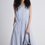 Thumbnail: Front drawstring side pockets pastel blue puff sleeveless halter cotton rayon dr