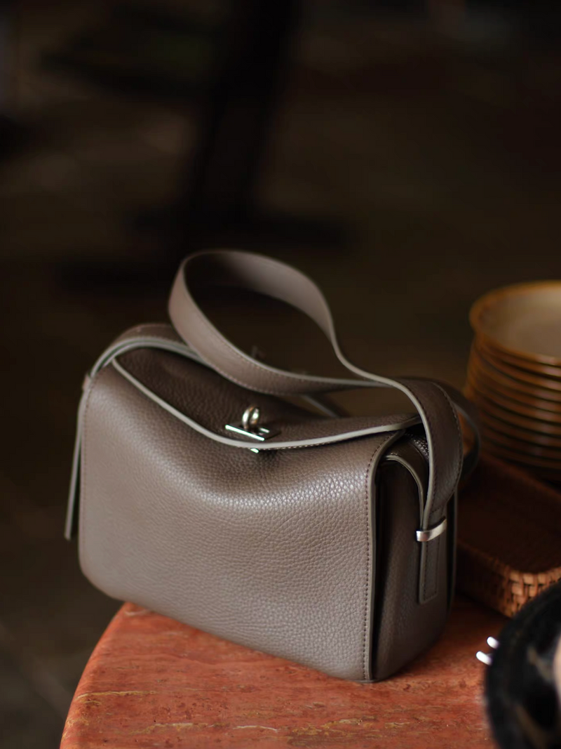 Grain suede calf leather boxy shoulder + crossbody bag 5