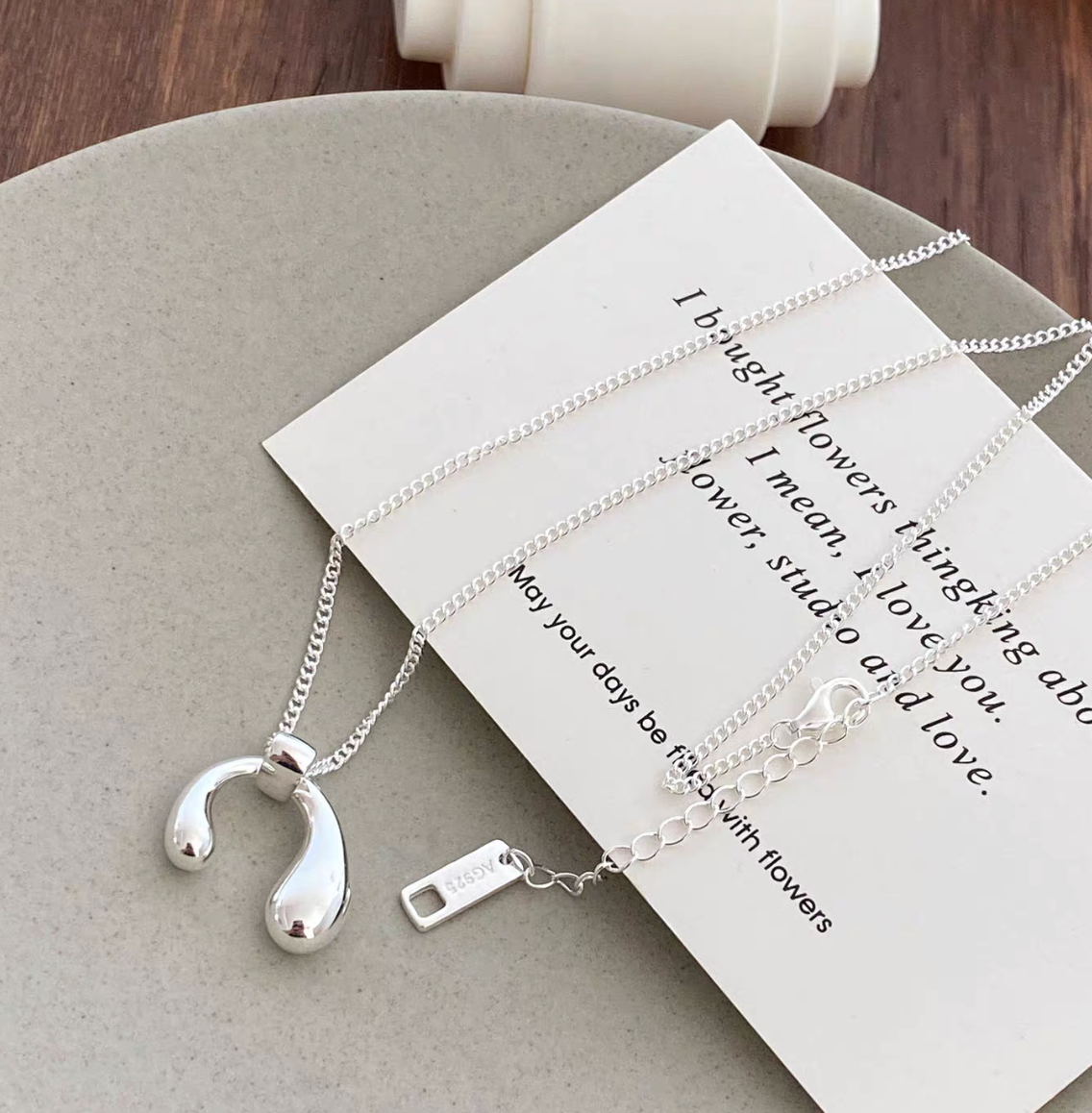925 Silver abstract U shape necklace
