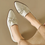Thumbnail: Ribbon embossed lambskin wood heel pointy shoes