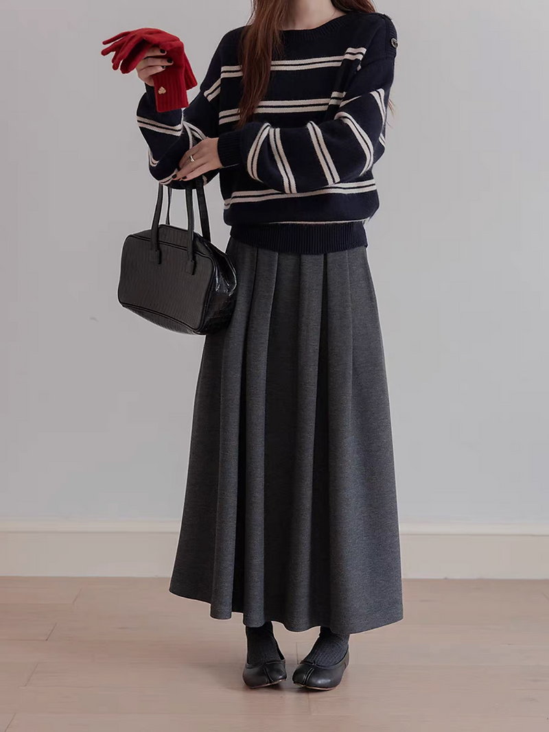 High waisted back elasticated cotton rayon pleated A line drape table skirt 3