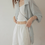Thumbnail: Back embroidered elastic band cotton side slit shorts