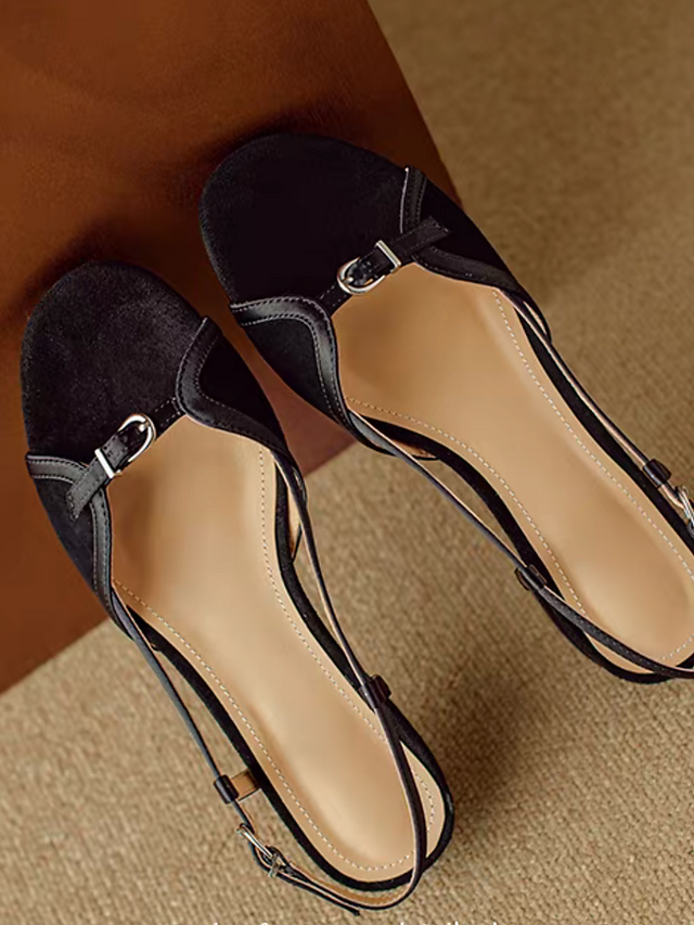Mid buckle docking wavy trim lambskin suede docking sling back sandals 10