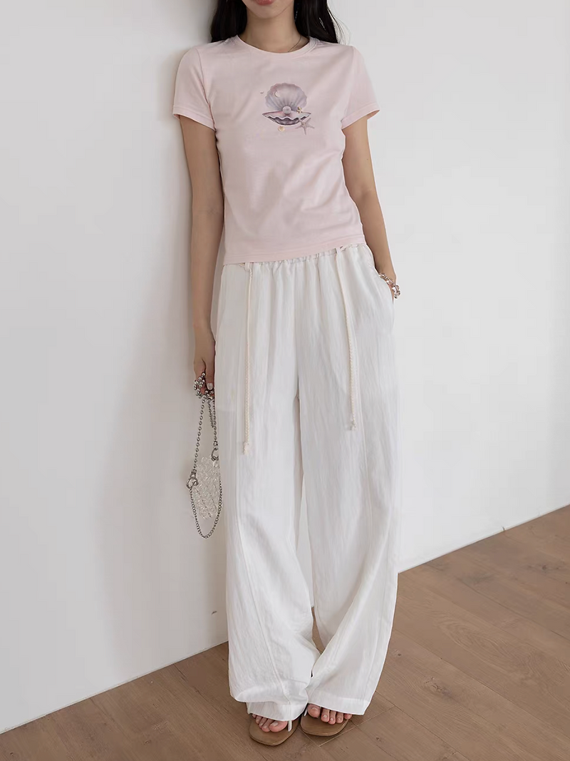 Shell & Pearl cotton crewneck decos tee 14